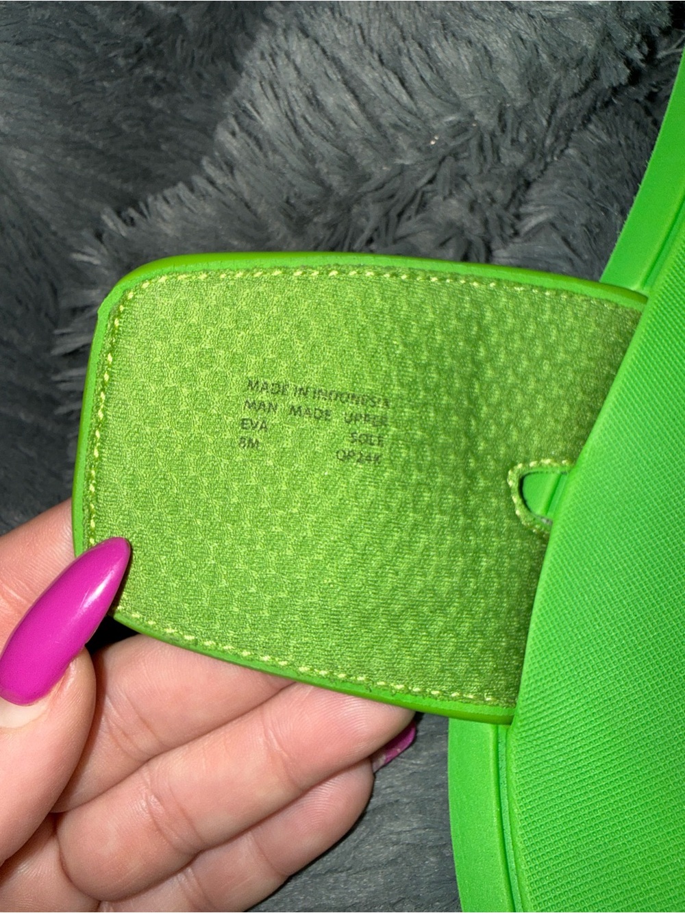 Michael Kors Neon Green MK Logo Slide Sandals - Picture 3 of 3